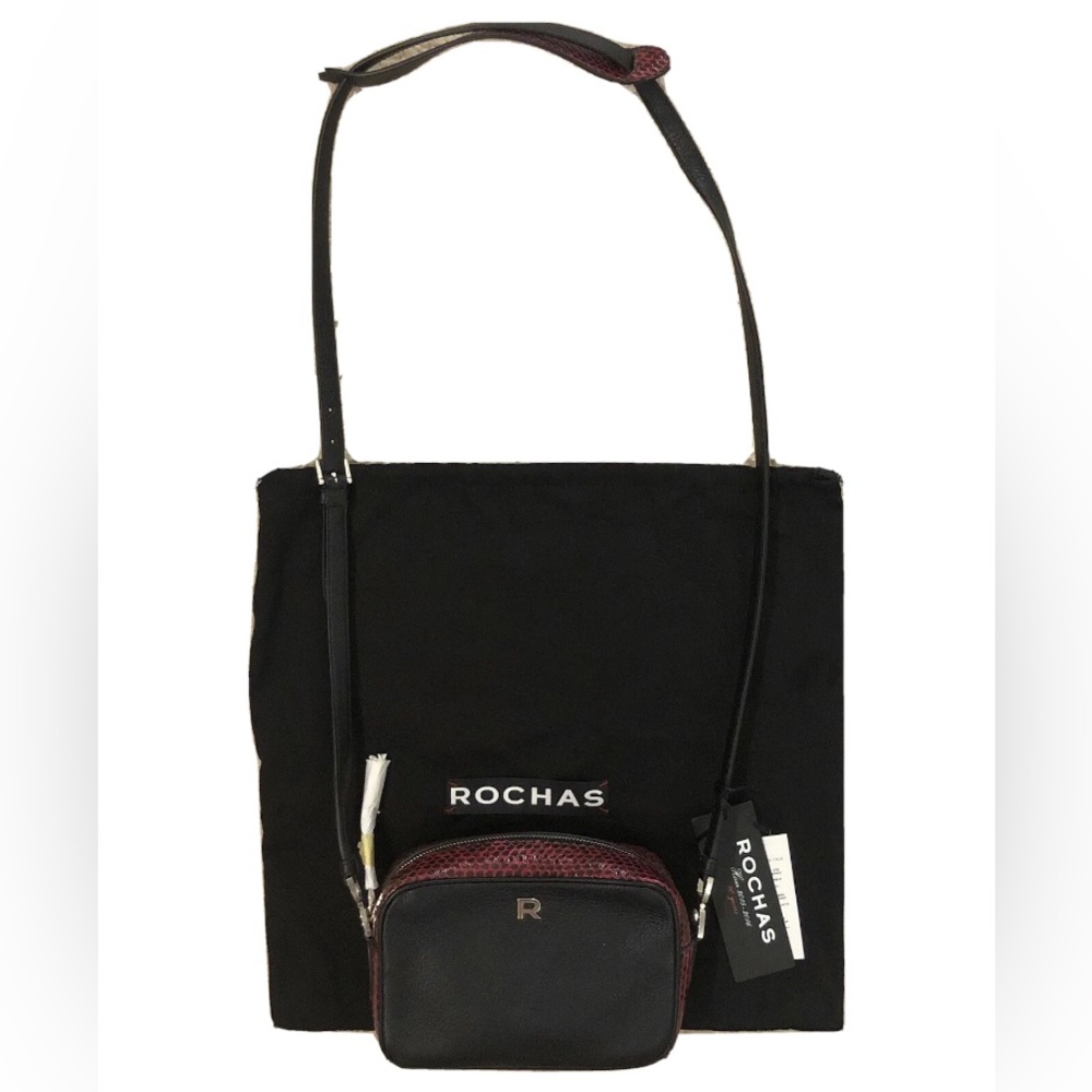 Rochas Claudine Black and Pink Snake Print Bag